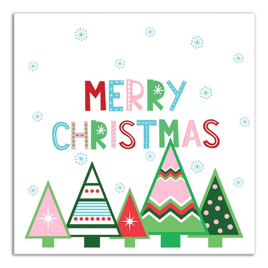 Merry Christmas Trees Canvas Wall Art